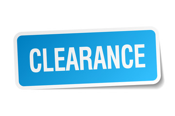 clearance blue square sticker isolated on white