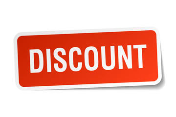 discount red square sticker isolated on white