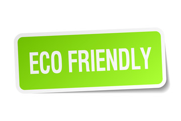 eco friendly green square sticker on white background