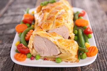 meat pie and vegetable