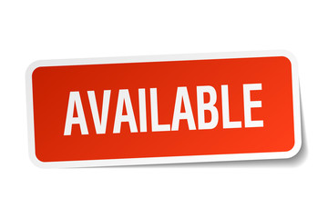 available red square sticker isolated on white
