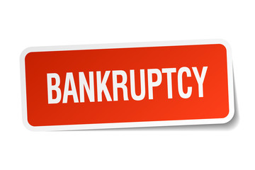 bankruptcy red square sticker isolated on white