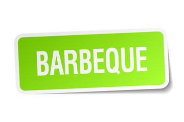 barbeque green square sticker on white background
