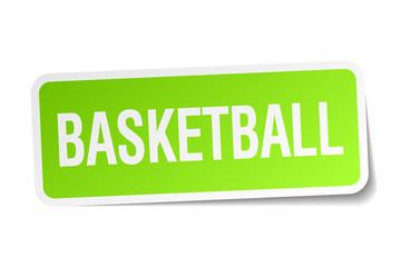 basketball green square sticker on white background