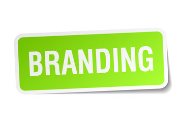 branding green square sticker on white background
