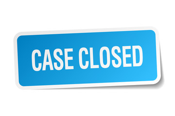 case closed blue square sticker isolated on white