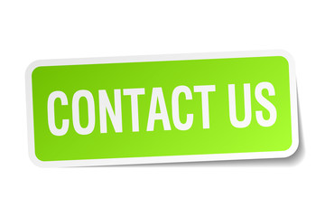 contact us green square sticker on white background