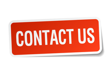 contact us red square sticker isolated on white