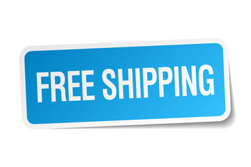 free shipping blue square sticker isolated on white