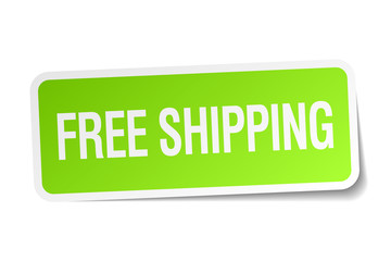 free shipping green square sticker on white background