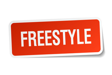 freestyle red square sticker isolated on white