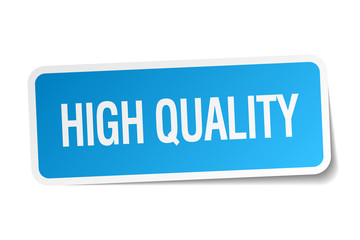 high quality blue square sticker isolated on white