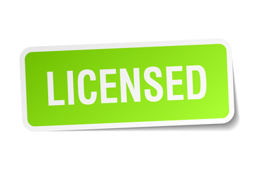 licensed green square sticker on white background