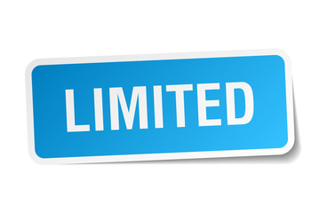 limited blue square sticker isolated on white