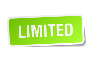 limited green square sticker on white background