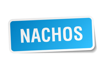 nachos blue square sticker isolated on white