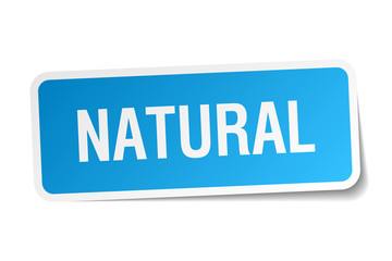 natural blue square sticker isolated on white