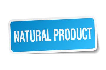 natural product blue square sticker isolated on white