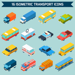 Isometric Transport Icons Set