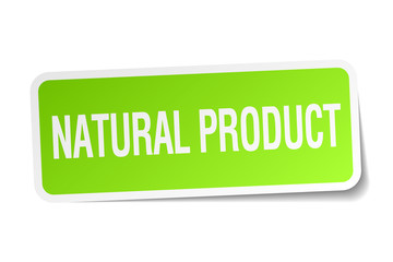 natural product green square sticker on white background