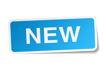 new blue square sticker isolated on white
