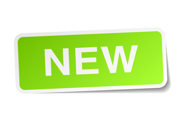 new green square sticker on white background