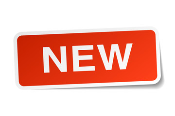 new red square sticker isolated on white