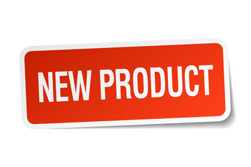 new product red square sticker isolated on white