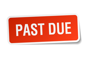 past due red square sticker isolated on white