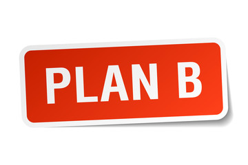 plan b red square sticker isolated on white