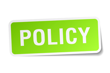 policy green square sticker on white background