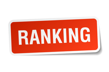 ranking red square sticker isolated on white