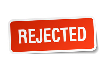 rejected red square sticker isolated on white