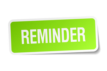 reminder green square sticker on white background