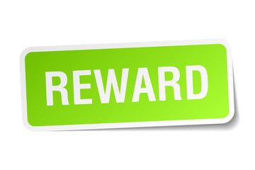 reward green square sticker on white background