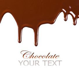 Liquid chocolate border design isolated on white background