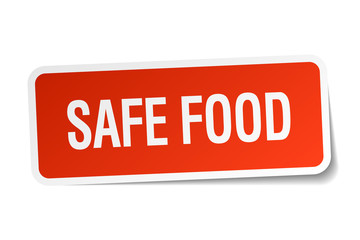 safe food red square sticker isolated on white