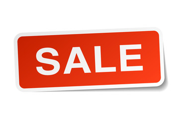 sale red square sticker isolated on white