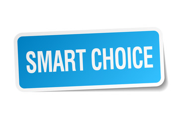 smart choice blue square sticker isolated on white