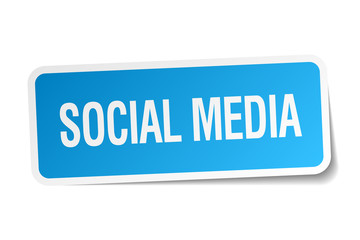 social media blue square sticker isolated on white