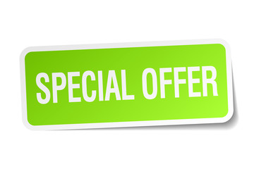 special offer green square sticker on white background