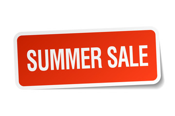 summer sale red square sticker isolated on white