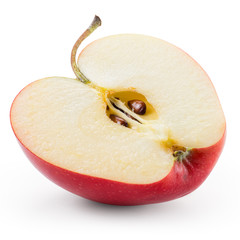 Half of red apple isolated on white. With clipping path.