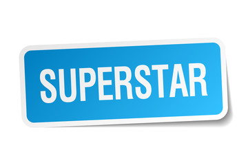 superstar blue square sticker isolated on white