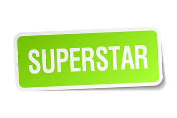 superstar green square sticker on white background