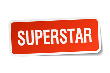 superstar red square sticker isolated on white