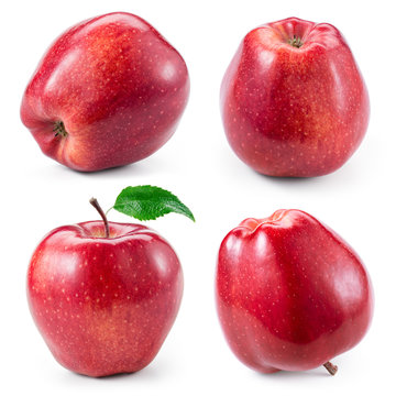 Red apple isolated on white. Collection. With clipping path