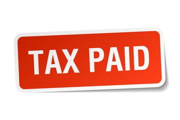 tax paid red square sticker isolated on white