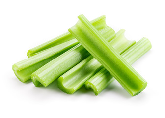 Green fresh celery. Stick isolated on white.