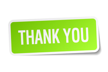 thank you green square sticker on white background